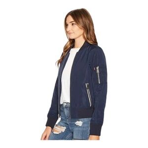 LEVI'S Women's Flight Navy Blue Bomber Jacket Front Zippers L21607 Size XS